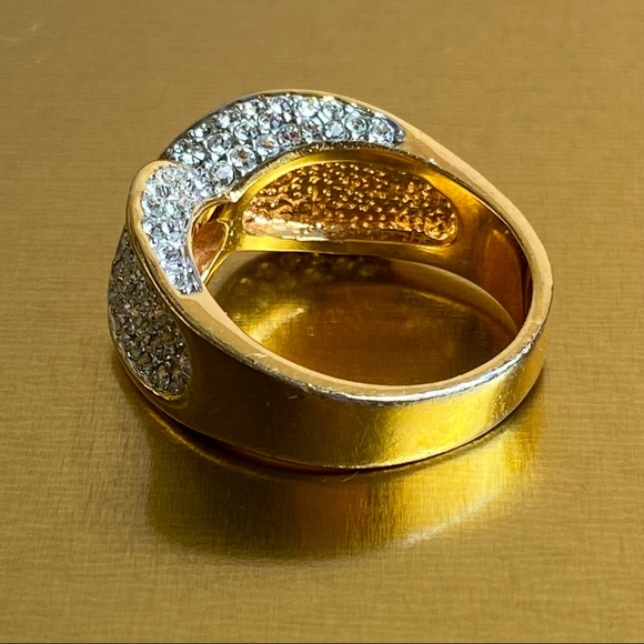 Infinity Criss-Criss Sparkling Crystals Gold Band Ring 9 - Picture 7 of 16